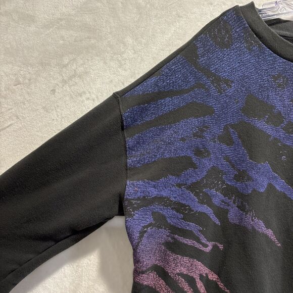 All Saints Ombre Stripes Lo Sweatshirt Women's Size Medium Gray Blue Pink Terry - Picture 2 of 14